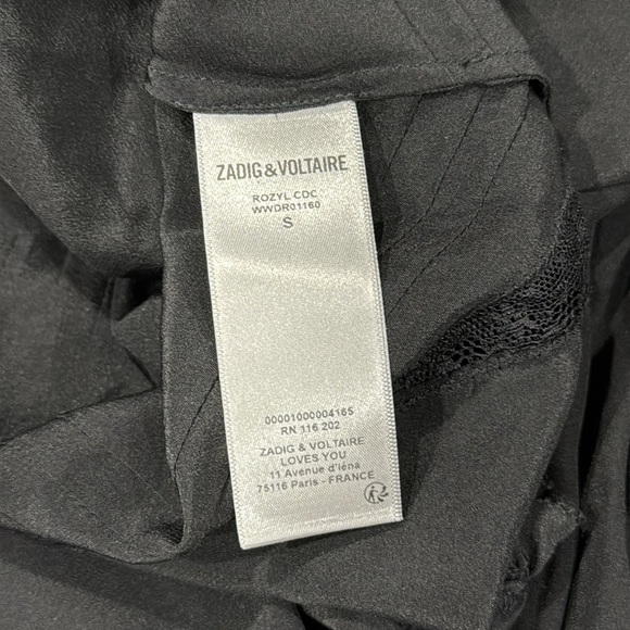 Zadig & Voltaire Rozyl Silk Lace Insert Asymmetrical Hem Midi Dress - Small - Picture 11 of 13